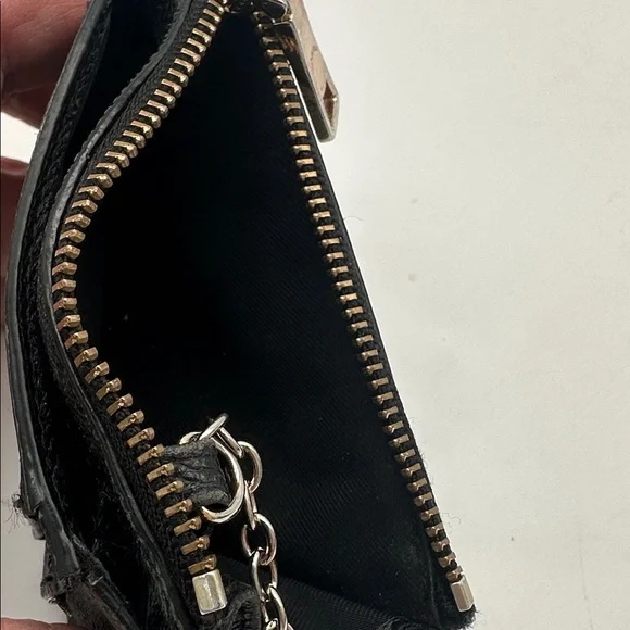 Coach Mini Skinny Cross Grain Leather ID Case Zip Top Closure Attached Key Ring - Picture 7 of 7